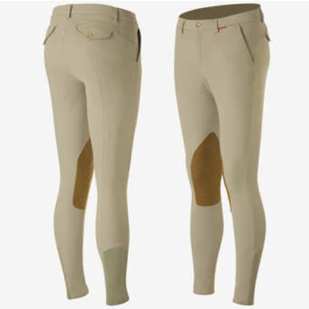 B Vertigo Sander Men's Leather Beige Knee-Patch Breeches Equestrian